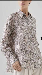 BRUNELLO CUCINELLI Silk Leaf Print Shirt Sz L NWT $2499 - Picture 1 of 6