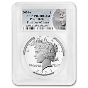 2024-S Proof Silver Peace Dollar PR-70 PCGS (FDI, Peace Label) - Picture 1 of 4