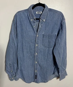 Vintage Old Navy Denim Button Down Hemd Herren Medium Blau Langarm Tasche Y2K - Bild 1 von 7