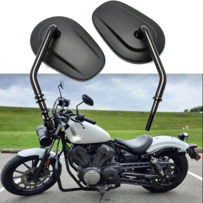 For Harley Davidson Street Glide Dyna Short Stem Black Tapered Rearview Mirrors - Image 1 of 4
