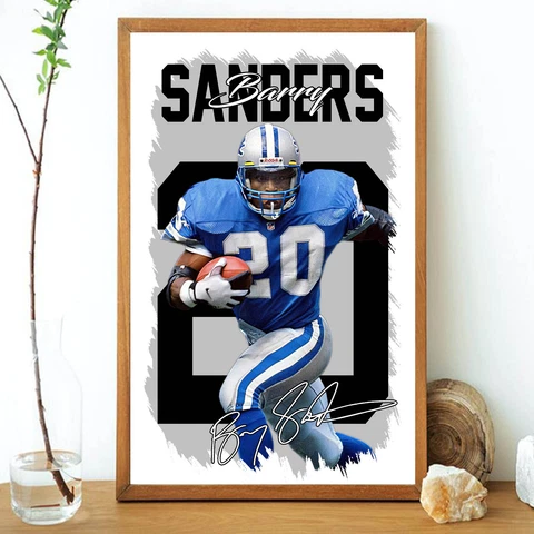 Barry Sanders Detroit Lions unframed poster gift for father,grandfather,dad Cover