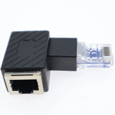 Connettore Adattatore Prolunga LAN Ethernet 90° Angolo Retto RJ45 Maschio a Femmina - Immagine 1 di 4