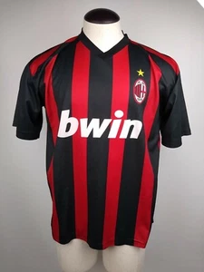 Beckham Soccer Jersey 32 AC Milan Size XL Black Red Stripe bwin - Picture 1 of 6