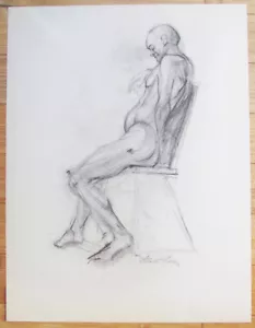 Original 1940er Akt männlich STEWART KLONIS Modernist Students League N.Y. Angeboten - Bild 1 von 3