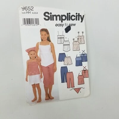 Simplicity 9652 Girls Tops, Pants Shorts & Scarf Sizes 3-6 Pattern Summer Outfit - Image 1 of 4