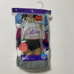 Hanes Ultimate Size 8 (XL) 6 Pair Women's Brief Underwear Cotton Breathable - Picture 1 of 14