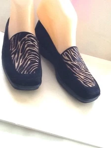 Stuart Weitzman 6M  Multi Inset Black Suede Loafers - Picture 1 of 6