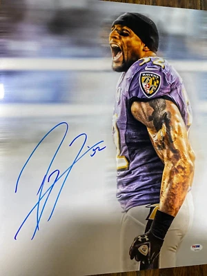 Ray Lewis Signed 16x20 Photo Baltimore Ravens PSA/RARE - Image 1 of 4