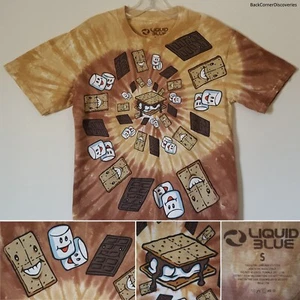 Liquid Blue S'mores Tan Spiral Tie-Dye S T-Shirt. Cracker Marshmallow Chocolate - Picture 1 of 12