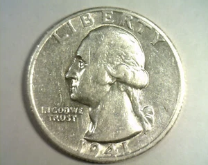 1941-S WASHINGTON CUARTO SOBRE SIN CIRCULAR AU BONITA MONEDA ORIGINAL BOBS MONEDAS - Imagen 1 de 2