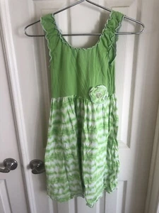 Mignone - Green White - Flower Dress - Size 10 - Fast Shipping - Picture 1 of 4