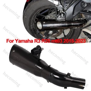 For Yamaha YZF R3 R25 MT03 Exhaust 2014-2024 Slip On Muffler Mid Link Pipe - Picture 1 of 6