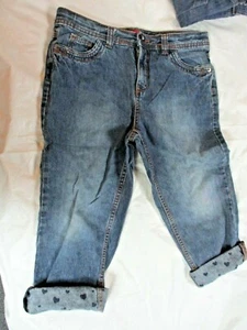 Faded Glory - Girl's Size 16 - Capri Jeans - Adjustable Waist - Heart Design - Picture 1 of 9