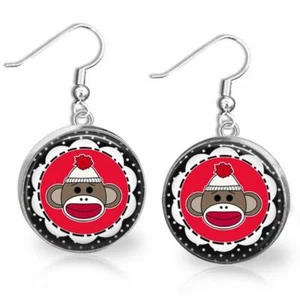 Pendientes colgantes superiores de cristal de mono de calcetín regalo artesanal para calcetines amantes de los monos - Imagen 1 de 1