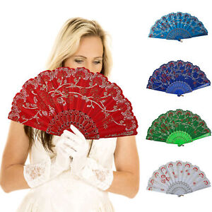 Hand Held Flower Fan Party Folding Lace Chinese Style Dance Plastic Wedding