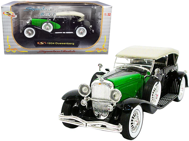 Coche modelo diecast Duesenberg 1934 negro y verde 1/32 de Signature Models Foto 1 de 1