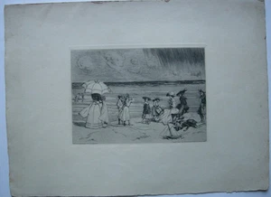 Pierre G. Jeanniot (1848-1934) Am Strand Orig. Radierung 1910  - Bild 1 von 2