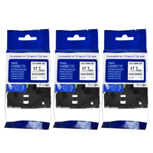 Heat Shrink Tube Label Tape For Brother P-Touch HSe-241 HS241 0.69" White 3Packs - Imagen 1 de 8