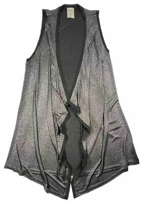 ВОКАЛ женщин L черный искусственной замши металлический Sharkbite кромки пыли жилет богемное фестиваль - Изображение 1 из 4