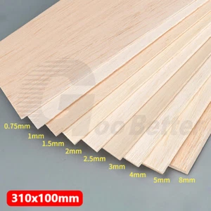 Thick 0.75mm-8mm Balsa Wood Sheet Board Panel Aircraft Ship Model DIY 310x100mm - Picture 1 of 18