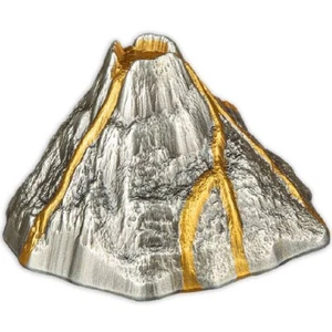 VOLCANO 3D 2023 50 Vatu 5 oz Pure Silver Antiqued Coin - Vanuatu - Picture 1 of 4