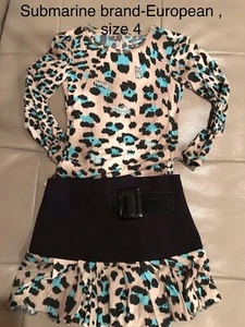 Girls~Boutique Designer Outfit~Skirt~Long Sleeve Top~4~Black/Green Print - Picture 1 of 1