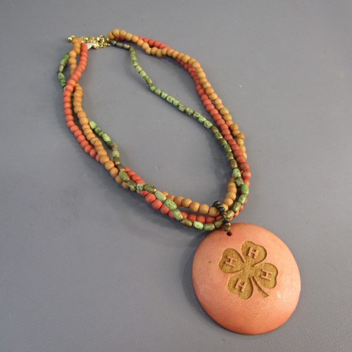 VETEMENTS Collana in legno 4H perline e ciondolo legno colorato 7" girocollo fattoria ragazza