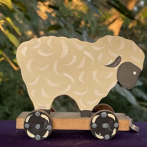 UNIQUE Primitive Pull Toy Sheep Lamb BAA BAA Wool Bethany Lowe OOAK ❤️sj3j4 - Picture 1 of 7