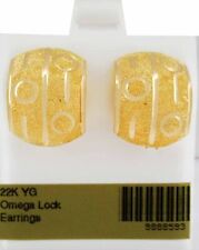 DIAMOND CUT DESIGN DANGLING EARRINGS 22K YELLOW GOLD - OMEGA LOCK - NWT