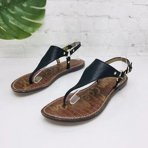 Sam Edelman Greta Women's Thong Sandals Size 8 M Black Pebble Leather Silingback - Picture 1 of 12