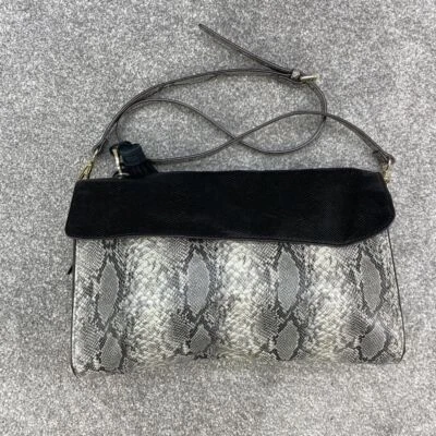 ZARA GRIS SERPIENTE NEGRO BOLSO DE MANO IMITACIÓN CUERO BOLSO DE HOMBRO CARTERA Y2K Foto 1 de 4