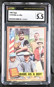 1962 Topps #135 Babe Ruth Special - Babe as a Boy - CSG 5.5 Ex+ - Picture 1 of 2