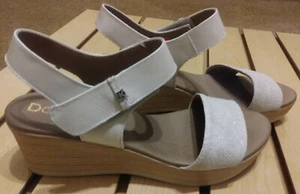 DorKing by Fluchos White leather wedge heels sandals sz 39 US sz 8-8.5 - Foto 1 di 4