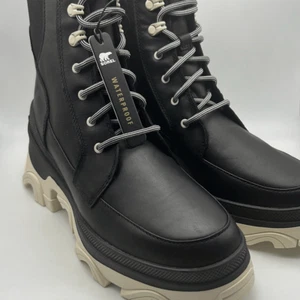 Sorel Brex wasserdichte Schnürstiefel mit Absatz gemütliche Schnürung schwarz Damengröße 9 neu mit Karton - Bild 1 von 12