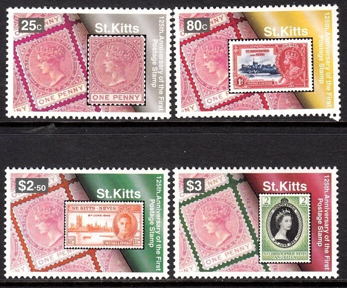 ST KITTS 1995 STAMP ON STAMP 125th ANNIVERSARY OF FIRST POSTAGE STAMP - Image 1 of 1