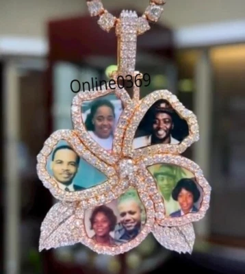 Colgante con imagen de flores de tendencia para hombre certificado diamante cultivado en laboratorio plata 925 Foto 1 de 4