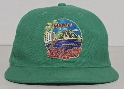 Waikiki Hawaii Parche Bordado Todo Verde Snapback Unisex Sombrero - Cubierta  Foto 1 de 4