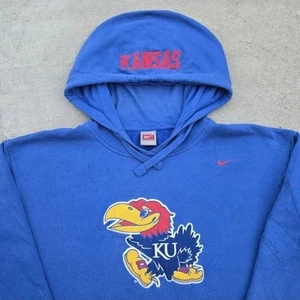 Kansas jayhawks Mens Size L Blue Embroidered Nike hoodie - Picture 1 of 6