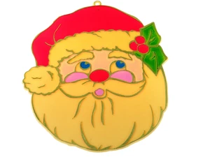 Antiguo adorno de vitral de plástico de Papá Noel atrapasol de Navidad ventana grande  - Imagen 1 de 12