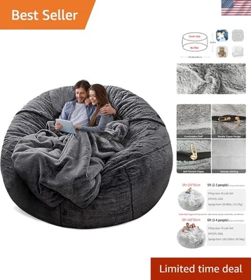 Lightweight 5ft Bean Bag Chair Cover - Eco-Friendly PV Velvet with Double Zipper - Image 1 of 4