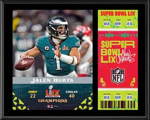 Jalen Hurts Eagles 12x15 Super Bowl LIX Champions Plaque with Replica Ticket - Picture 1 of 1