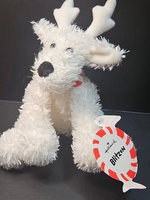 VTG Hallmark Blitzen Santa’s Reindeer 7” White Glittery Christmas Plush RARE NWT - Image 1 of 4