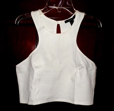 FOREVER 21 CROPPED WHITE KNIT TANK TOP  Jr. Size L - Image 1 of 3