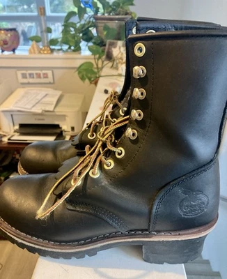 Georgia 8” Logger Women Size 8.5M steel Toe Black Boots Style Leather G3290 - Image 1 of 4