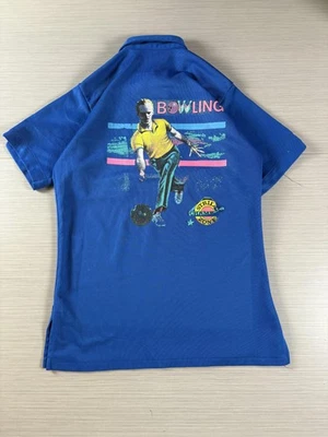 Vintage Hilton Bowling Shirt Mens Small Blue Strike Champ Graphic 70s 80s USA - Image 1 of 4