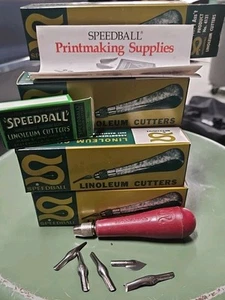 Vintage Speedball linoleum cutter No. 1 - 4131 Art Supplies By Hunt 6 cutters - Picture 1 of 5