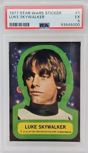Pegatina Star Wars 1977 Luke Skywalker #1 PSA EX 5 - Imagen 1 de 2