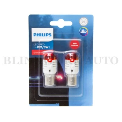 PHILIPS P21/5W BAY15d 1157 RED Ultinon Pro3000 LED Dual Brake Tail Light Bulbs - Image 1 of 4