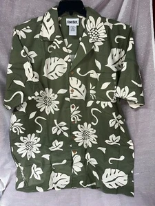 Camicia casual vintage King Size RN# 88842 100% cotone verde manica corta XL - Foto 1 di 4