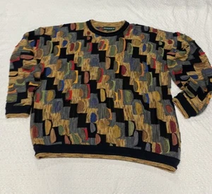 Tundra Canada 3D Colorful Coogi Style Sweater XL Hip Hop Crew Neck Boxy - Picture 1 of 16